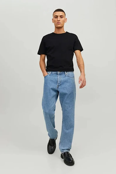 Jack&jones 12156101 0 Yaka Erkek Basic Tshirt - Siyah - Resim 3
