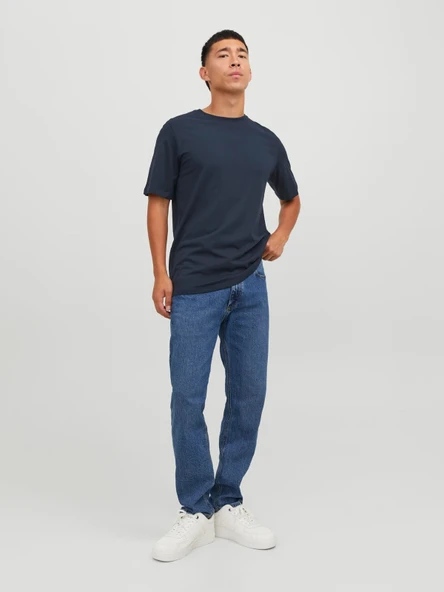 Jack&jones 12156101 0 Yaka Erkek Basic Tshirt - Lacivert - Resim 2