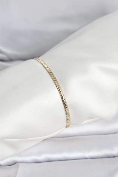 CM 14K Gold Renk Yassı Zincir Model Kadın Bileklik - TJ-BB8291 ürün görseli 1