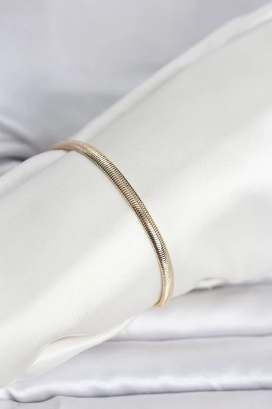 CM 14K Gold Renk Yassı Yılan Zincir Model Kadın Bileklik - TJ-BB8293 ürün görseli 1