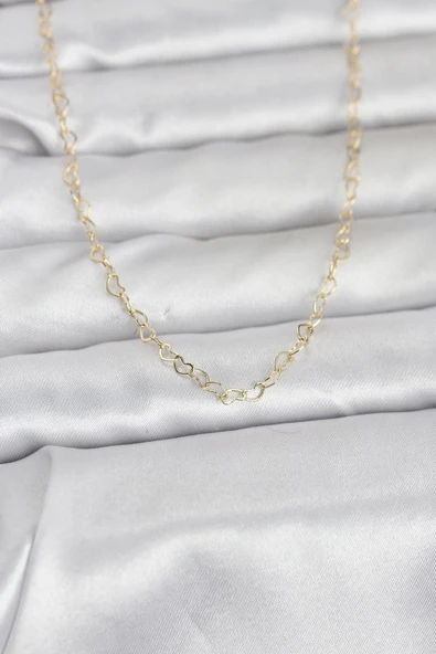 CM 14K Gold Renk Kalp Zincirli 60 cm Kadın Kolye - TJ-BKO10953 ürün görseli 1