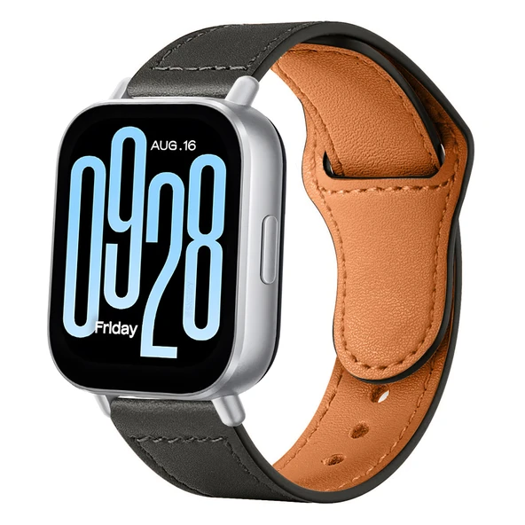 Redmi Watch 5 Lite/Active İle Uyumlu Premium Classic Deri Görünümlü Kordon  Siyah ürün görseli 1