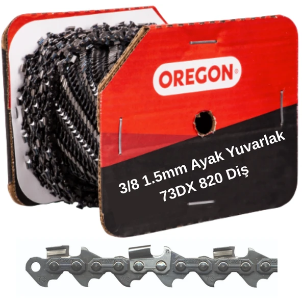 Oregon 3/8 1,5mm Ayak Yuvarlak 73DX 820 Diş Top Testere Zinciri ürün görseli 1