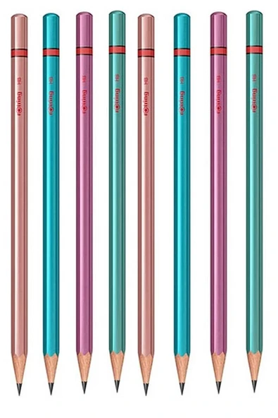 Rotring Metalik Kurşun Kalem 8 Li 1 Paket Siyah Renkli Kurşun Kalem 4 Renk HB Kurşun Kalem ürün görseli 1