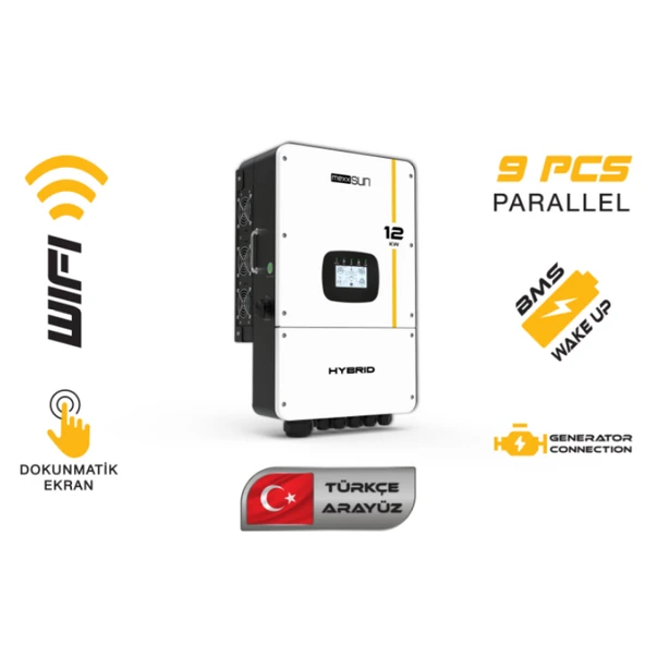 MEXXSUN 12 KW LV (48V) Hibrit Monofaze İnverter ürün görseli 1