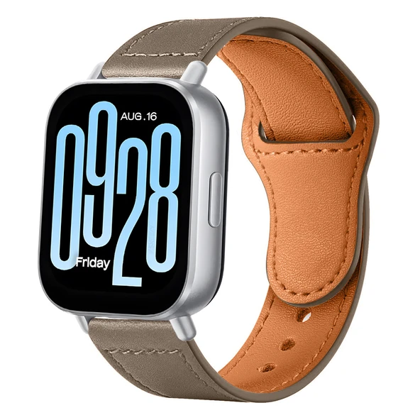 Redmi Watch 5 Lite/Active İle Uyumlu Premium Classic Deri Görünümlü Kordon  Koyu Gri ürün görseli 1