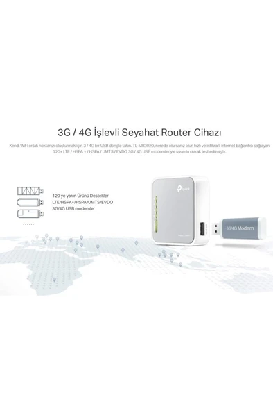 TP-Link TL-MR3020 1 Port 150 Mbps Router - Resim 4