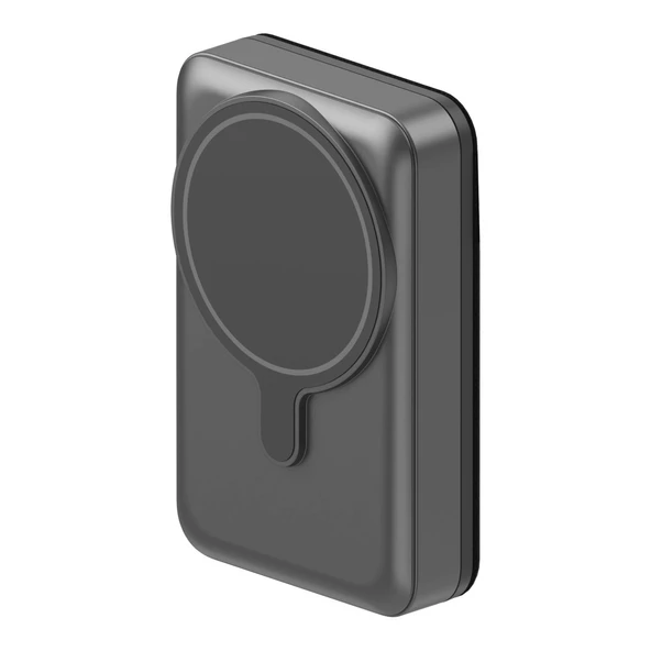 Energea MagWallet Card 10K 10.000 mAh 20W Type-C ve 15W Kablosuz Şarj Çıkışlı Ekstra Stant Özellikli Magsafe Kartlıklı PD Hızlı Şarj Magsafe Powerbank - Koyu Gri ürün görseli 1