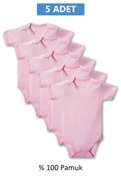 Pembe Yarım Kol Body Zıbın 2-7 YAŞ Çocuklar İçin (5 ADET) Alttan Çıtçıtlı Özel Gereksinimli ürün görseli 1