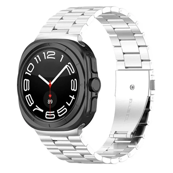Galaxy Watch Ultra Uyumlu Paslanmaz Çelik Metal Baklalı Kordon ürün görseli 1
