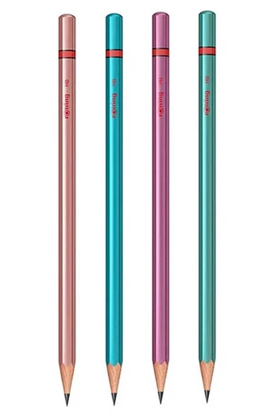 Rotring Metalik Kurşun Kalem 4 Lü 1 Paket Siyah Renkli Kurşun Kalem 4 Renk HB Kurşun Kalem ürün görseli 1