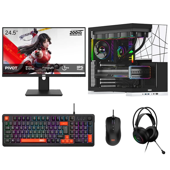 Dragos DRx8072 Ryzen 5 7500F 32GB DDR5 1TB NVMe Gigabyte Windforce 8GB RTX5060 24.5 İnç 200Hz 1ms Oyuncu Oem Paket ürün görseli 1