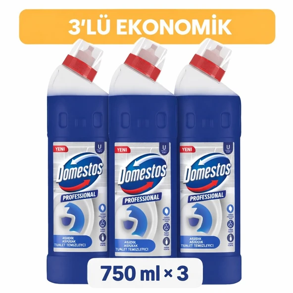 U Pro Domestos Tuvalet Temizleyici 750 ml 3 Adet Ekonomik Paket ürün görseli 1