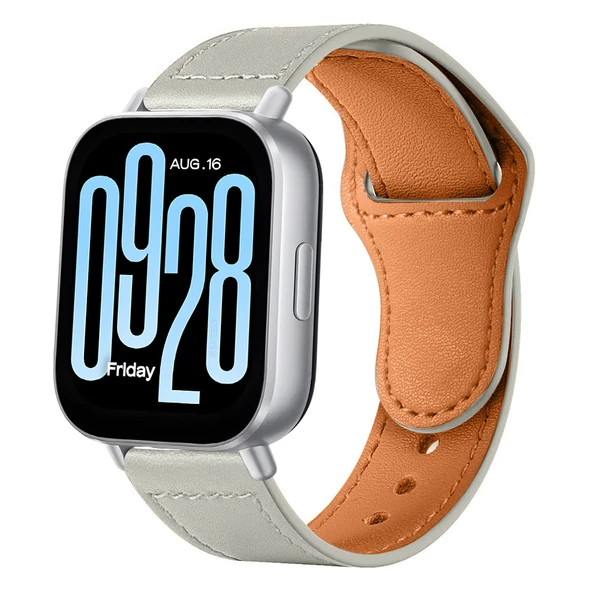 Redmi Watch 5 Lite/Active İle Uyumlu Premium Classic Deri Görünümlü Kordon  Gri ürün görseli 1
