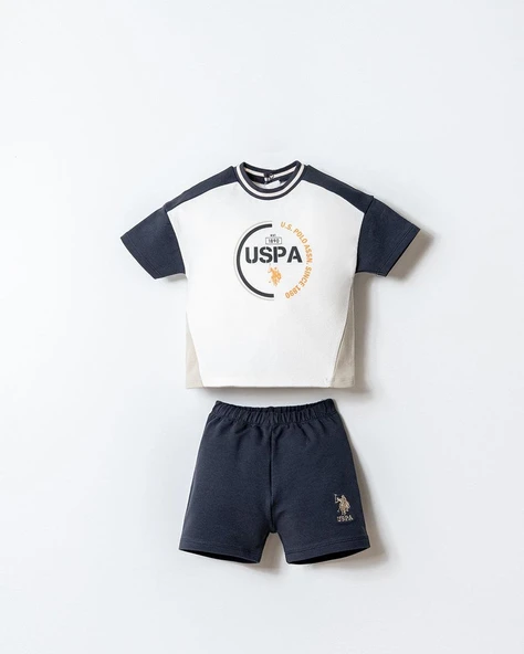 U.S. Polo Assn Erkek Bebek  2 li Şort T-şhirt Takım Füme ürün görseli 1