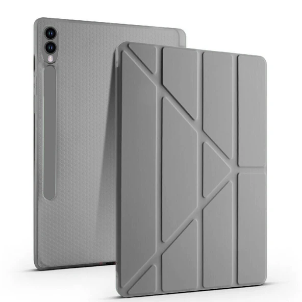 Samsung Galaxy Tab S9 Ultra X910 14.6 İnç Katlanabilir Kalemlikli Standlı Akıllı Kılıf  Koyu Gri ürün görseli 1
