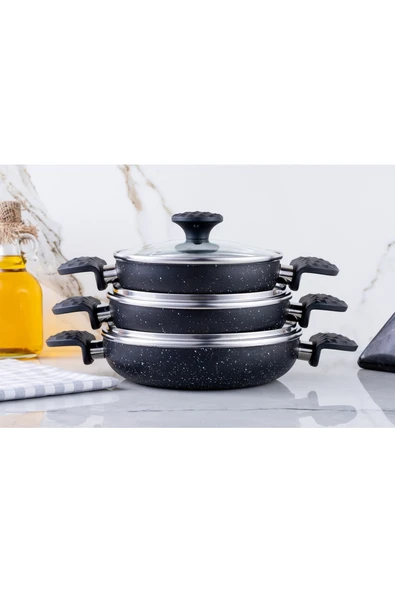 Meşeler Granit Omlet / Sahan Seti Siyah 18*20*22 cm ürün görseli 1
