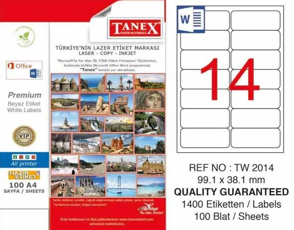 Tanex Tw-2014 Laser Etiket  99.1 X 38.1 Mm ürün görseli 1