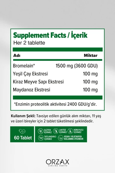 Ocean Bromelain Complex 60 Tablet x 2 Adet - Resim 2
