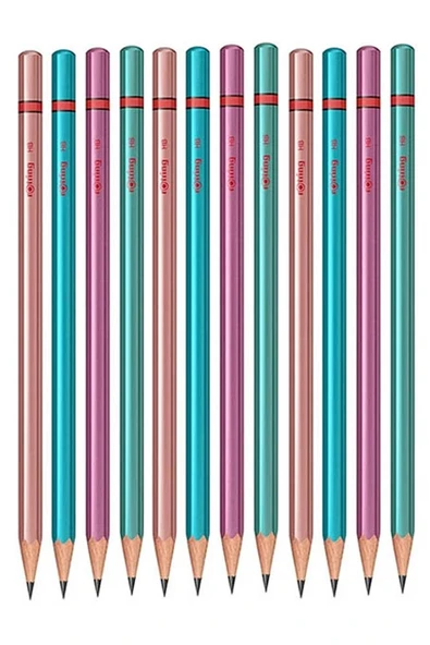 Rotring Metalik Kurşun Kalem 12 Li 1 Paket Siyah Renkli Kurşun Kalem 4 Renk HB Kurşun Kalem ürün görseli 1