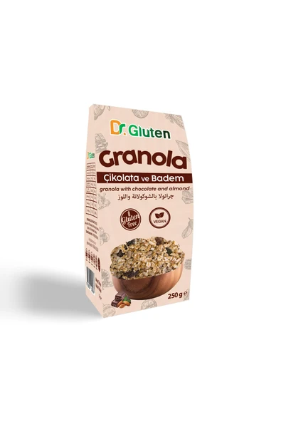 Dr.Gluten DR GLUTEN GLUTENSİZ GRANOLA ÇİKOLATA-BADEM 250 GR ürün görseli 1