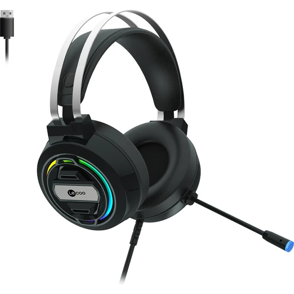 Lenovo HT401 Kablolu USB 2.0 RGB LED Aydınlatmalı Mikrofonlu Kulak Üstü Gaming Kulaklık Siyah ürün görseli 1