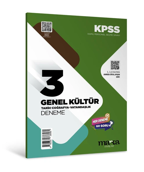 Marka 2026 KPSS Genel Kültür Tarih-Coğrafya-Vatandaşlık 3 Deneme Çözümlü Marka Yayınları ürün görseli 1