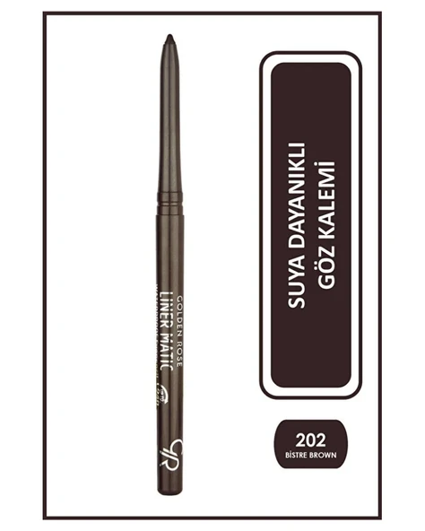 Golden Rose Liner Matic Waterproof Asansörlü Göz Kalemi no.202 Bistre Brown (İs Kahverengisi) ürün görseli 1
