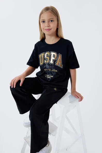 U.S. Polo Assn Kız Çocuk  2 li Kısa Kol Pijama Takım Koyu Siyah ürün görseli 1