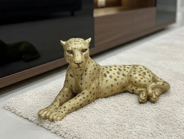 Dekoratif Yatan Leopar Kaplan Kedi Biblo ürün görseli 1