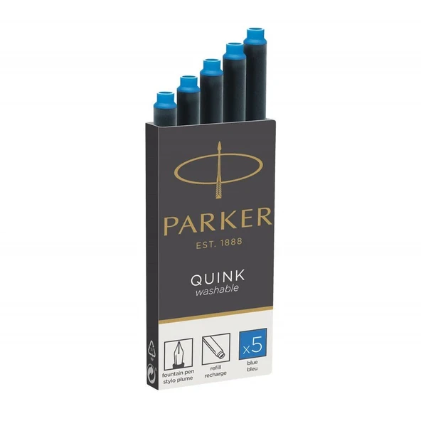 Parker Quink 5'li Dolma Kalem Kartuşu Yıkanabilir Mavi / 1950383 ürün görseli 1