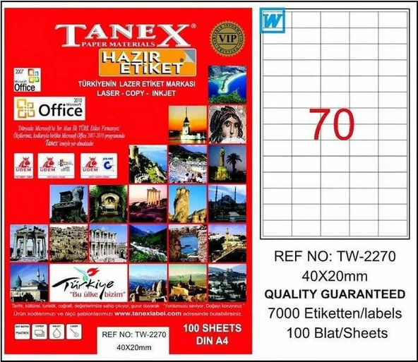 Tanex TW-2270 Laser Etiket - 40 x 20 mm ürün görseli 1