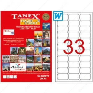 Tanex Tw-2033 Beyaz Etiket 63.5 mm x 25.4 mm ürün görseli 1
