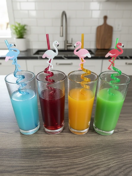 Mucit Home Sevimli Renkli Emojili Pipet- Kokteyl Ev Dekorasyon Renkli Pipet 4 Lü Figürlü Parti Doğum Günü ürün görseli 1