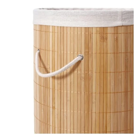 DecoHandy Yuvarlak Bambu Kirli Sepeti - Resim 2