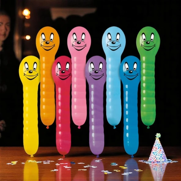 50 ADET VIP YÜKSEK KALİTE RENKLİ TIRTIL BALON BASKILI 1 METRE TIRTIL BALON RENKLİ İTALYAN MALI BALON ürün görseli 1