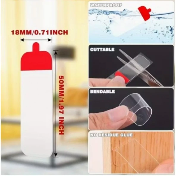 Büro Ev Ofis Tadilatı için 60PARÇA 10x50MM Kolay Güçlü Çift Taraflı Bant ürün görseli 1