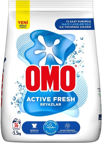 Omo Active Fresh Beyazlar Toz Deterjanı 5.5 Kg  X 1 Adet ürün görseli 1