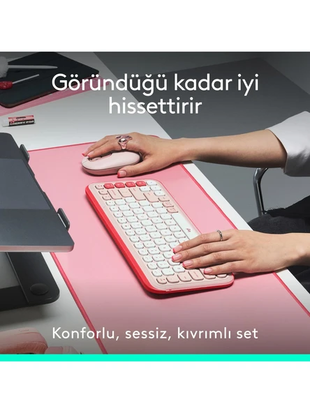 Logitech Pop Icon Combo 920-013077 Pembe Kablosuz Klavye Mouse Seti ürün görseli 1