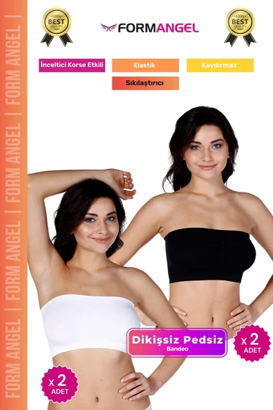 #Bandeo Seamless Toparlayıcı Kadın Basic Örme Dikişsiz Pedsiz Bandeo Büstiyer 4'lü Set ürün görseli 1