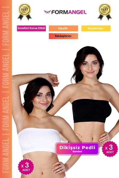 #Bandeo Seamless Toparlayıcı Kadın Basic Örme Dikişsiz Pedli Bandeo Büstiyer 6'lı Set ürün görseli 1