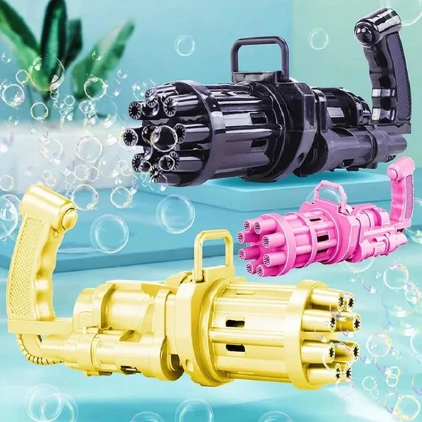 3 ADET PEMBE GOLD SİYAH ÇOKLU KÖPÜK ATAN KÖPÜK TABANCASI BUBBLES GUN PİLLİ BALONCUK TABANCASI 20X7CM ürün görseli 1