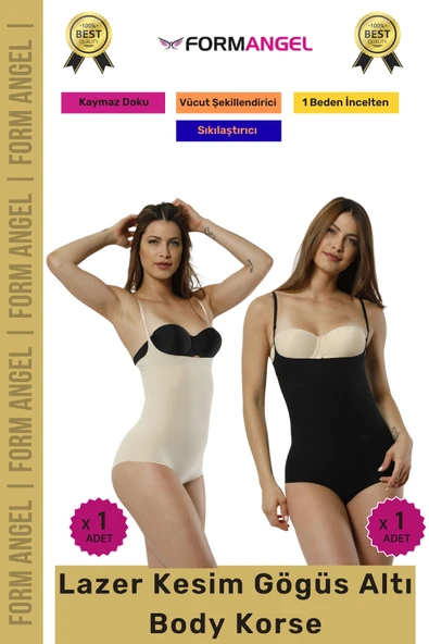 #Korse İz Göstermeyen Lazer Kesim Toparlayıcı Şekillendirici Kaymaz Göğüs Altı Body Korse 2'li Set ürün görseli 1