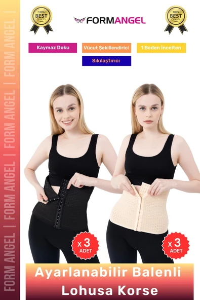#Korse Yeni Doğum Sonrası Balenli Ayarlanabilir Lohusa Hamile Toparlayıcı Bel Korse 6'lı Set ürün görseli 1