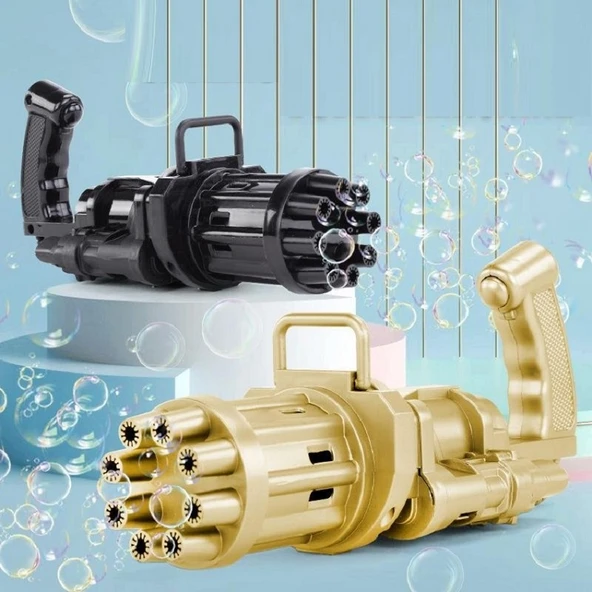 2 ADET SİYAH GOLD ÇOKLU KÖPÜK ATAN KÖPÜK TABANCASI VIP BUBBLES GUN PİLLİ BALONCUK TABANCASI 20X7 CM ürün görseli 1