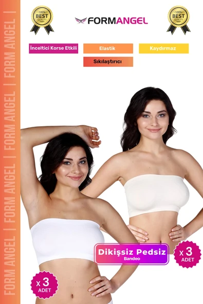 #Bandeo Seamless Toparlayıcı Kadın Basic Örme Dikişsiz Pedsiz Bandeo Büstiyer 6'lı Set ürün görseli 1