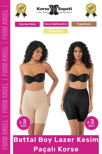 #Korse İz Yapmayan Kaymaz Toparlayıcı Sıkılaştıran Battal Boy Lazer Kesim Paçalı Korse 6'lı Set ürün görseli 1
