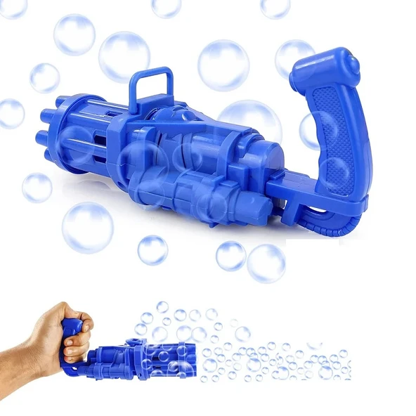 MAVİ ÇOKLU KÖPÜK ATAN KÖPÜK TABANCASI BLUE BUBBLES GUN BANDIRMALI PİLLİ BALONCUK TABANCASI 20X7 CM ürün görseli 1