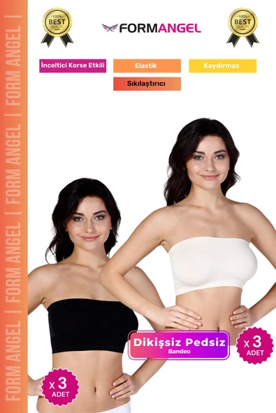 #Bandeo Seamless Toparlayıcı Kadın Basic Örme Dikişsiz Pedsiz Bandeo Büstiyer 6'lı Set ürün görseli 1