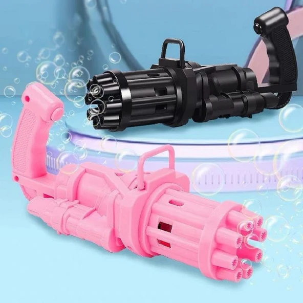 2 ADET PEMBE SİYAH ÇOKLU KÖPÜK ATAN KÖPÜK TABANCASI VIP BUBBLES GUN PİLLİ BALONCUK TABANCASI 20X7 CM ürün görseli 1